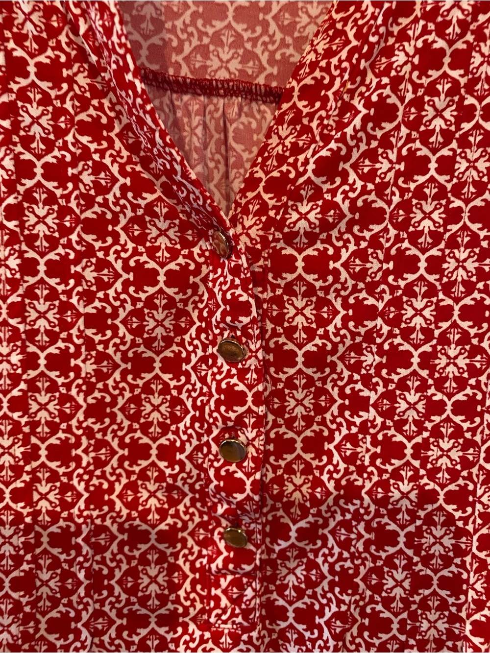 Westport Red and White Printed Button-Front Shirt